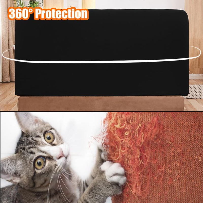 WOMACO Stretch Bed Headboard Slipcover 180 GSM Thick Fabric Solid Color Dustproof Bed Head Protector Cover for Bedroom DÃ©cor (Black, 59-67") - Image 3